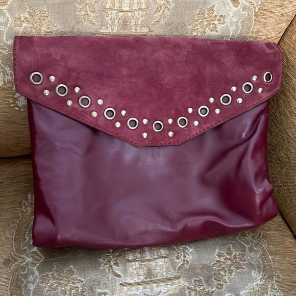MAUD FRIZON PARIS LEATHER & SUEDE CLUTCH STUDDED‎ BAG - Picture 1 of 10
